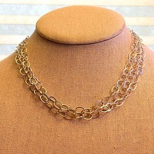Beautiful 925 sterling silver triple strand, oval, chain necklace